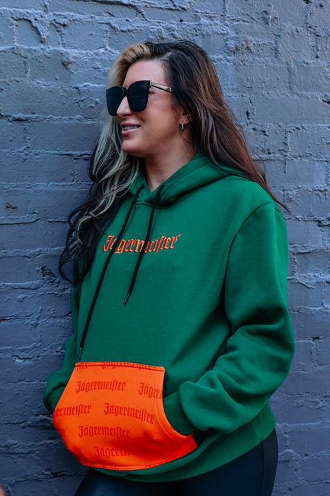 Jägermeister Green and Orange Hooded Sweatshirt – Jägermeister Shop